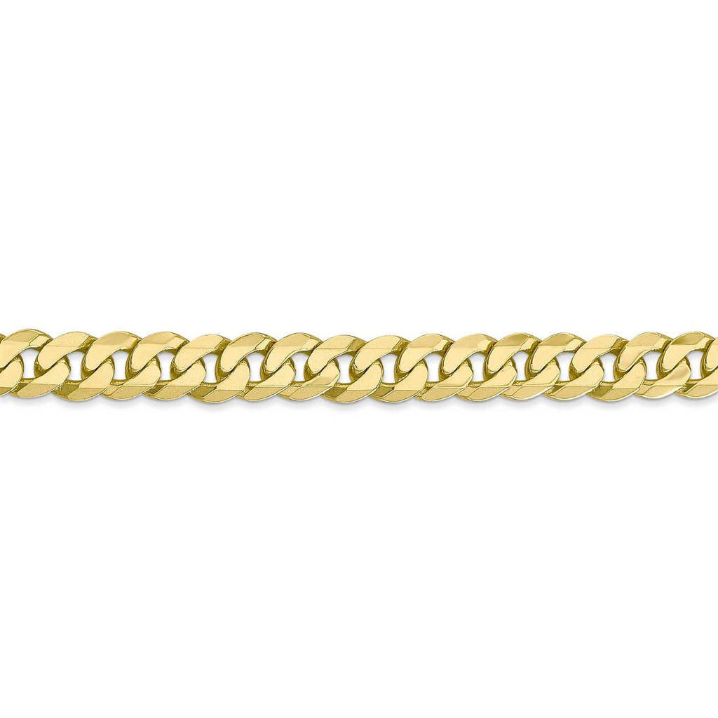 22 Inch 7.25mm Flat Beveled Curb Chain 10k Gold 10FBU180-22