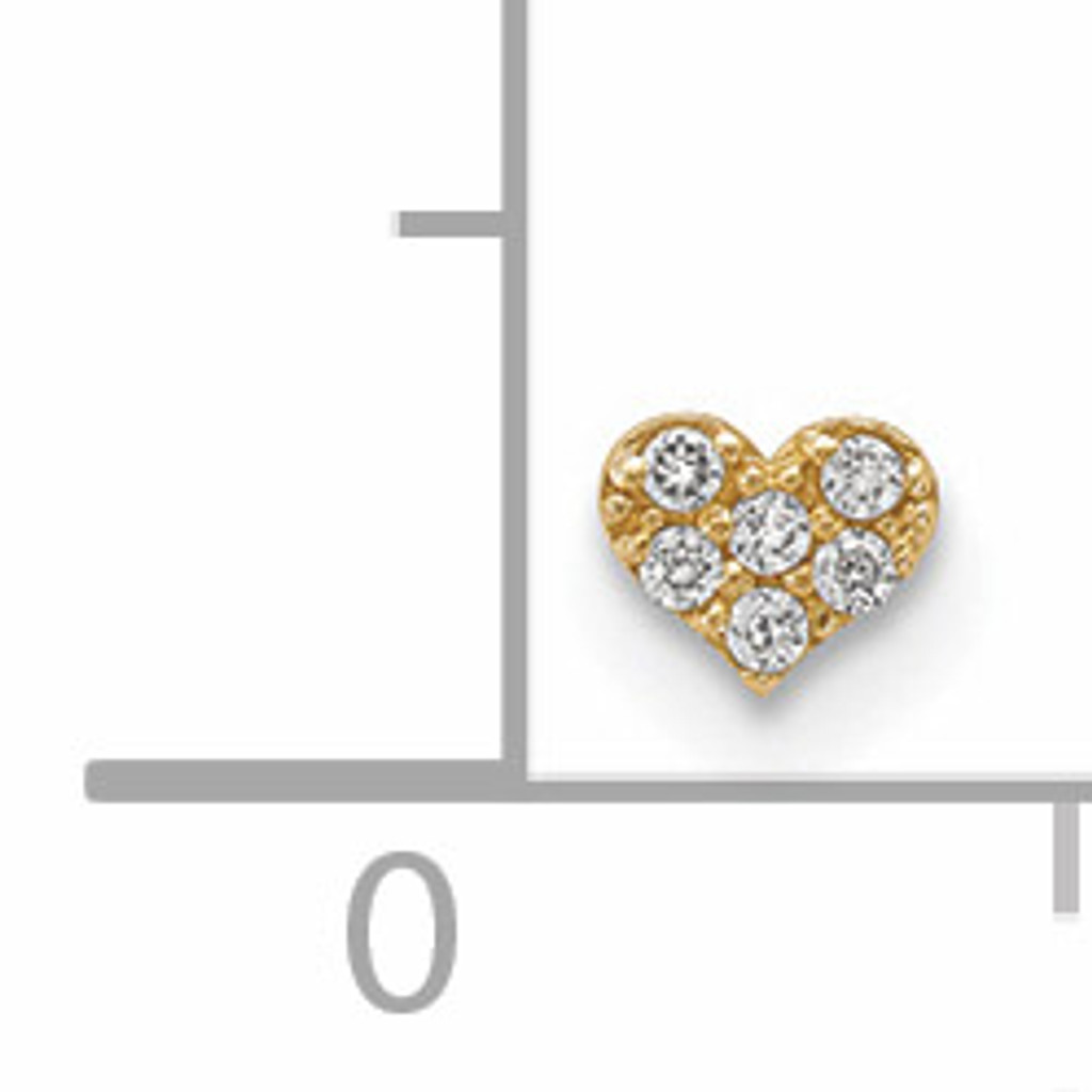 CZ Diamond Heart Labret Face Jewelry 14k Gold BD116