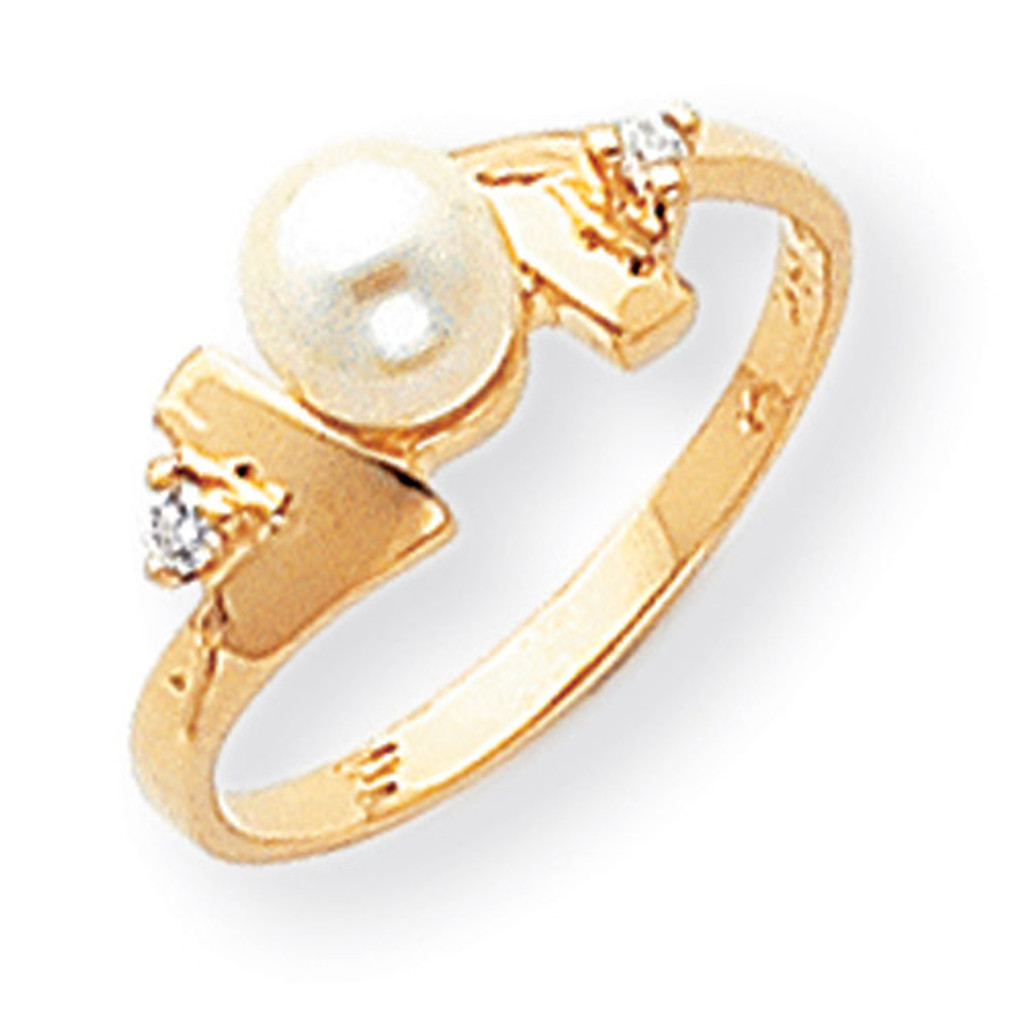 5.5mm Fresh Water Cultured Pearl Diamond Ring 14k Gold MPN: Y1948PL/A UPC: 191101548178