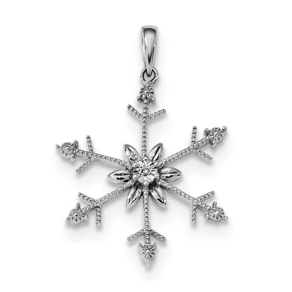 Diamond SnowFlake Pendant Sterling Silver Rhodium MPN: QDX1267