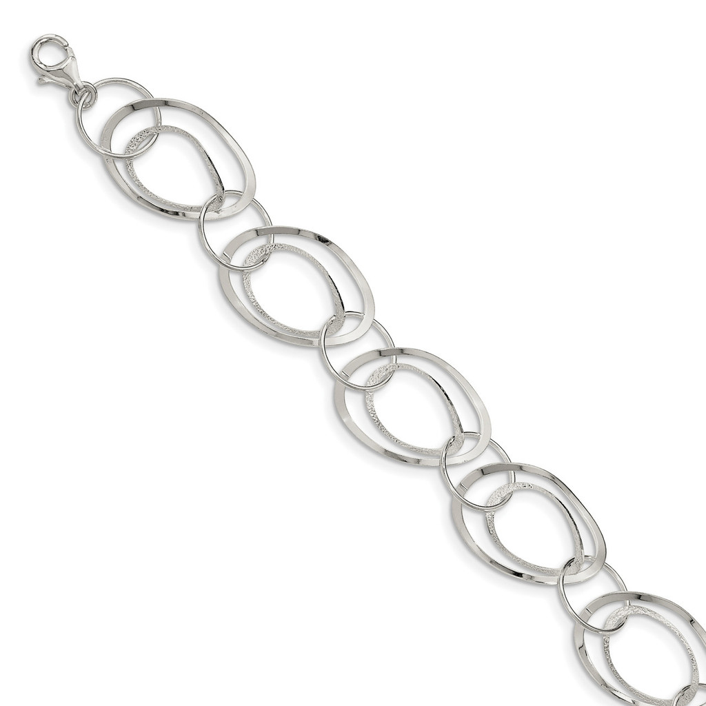 Textured Circle Bracelet 7.5 Inch Sterling Silver Polished MPN: QG3744-7.5