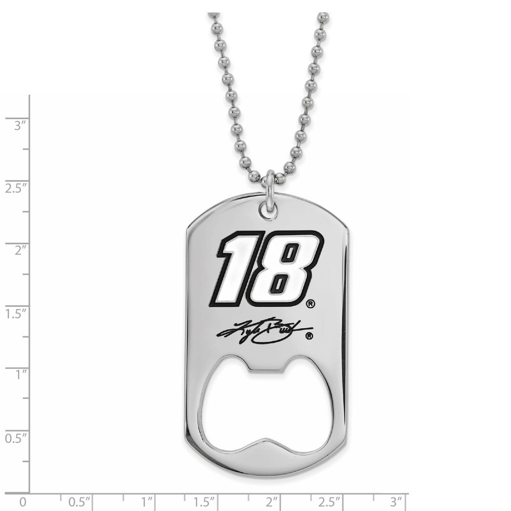 Kyle Busch #18 Dog Tag Bottle Opener Necklace Stainless Steel NAS01418