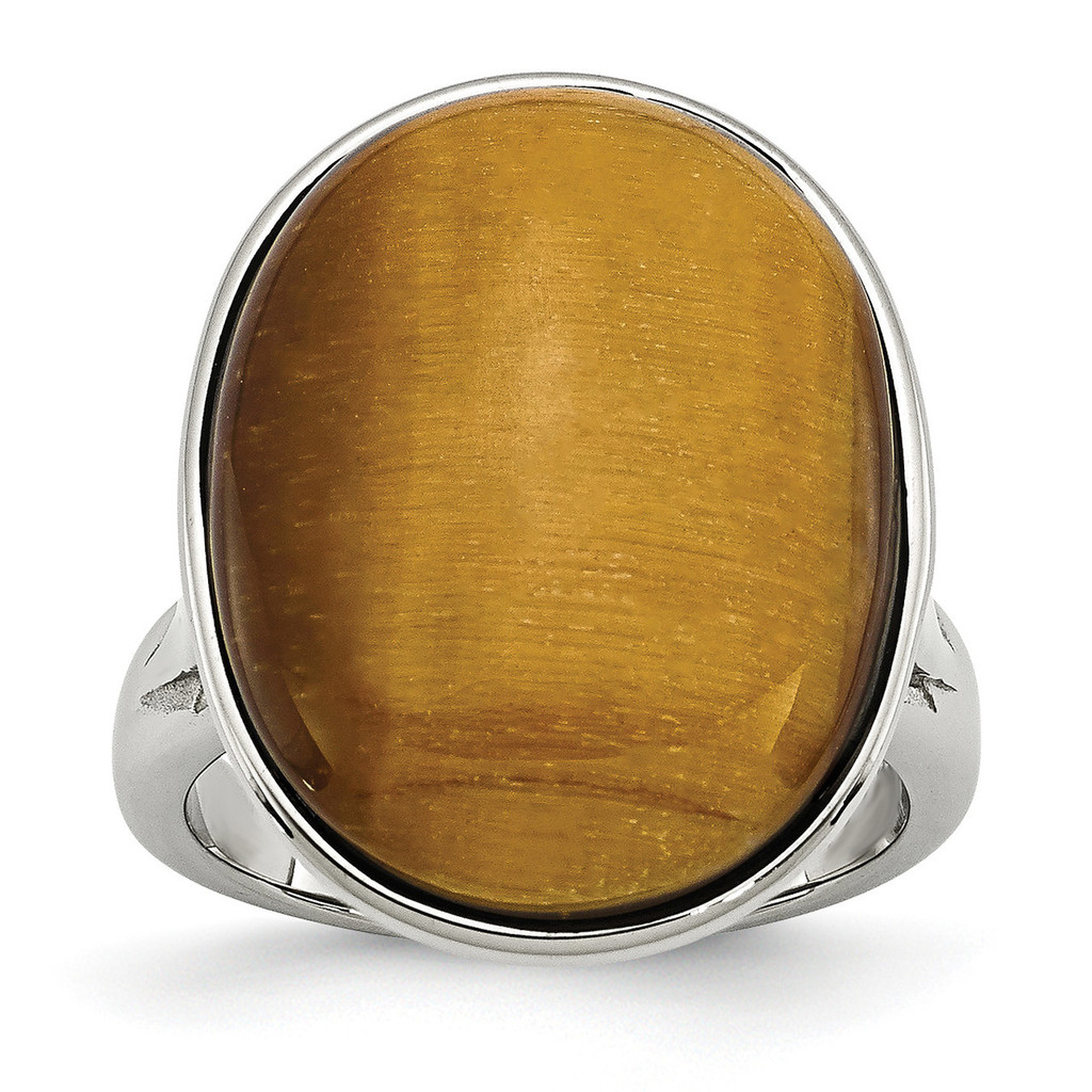 Tiger's Eye Ring Stainless Steel, MPN: SR189, UPC: 886774192291 by Chisel Jewelry