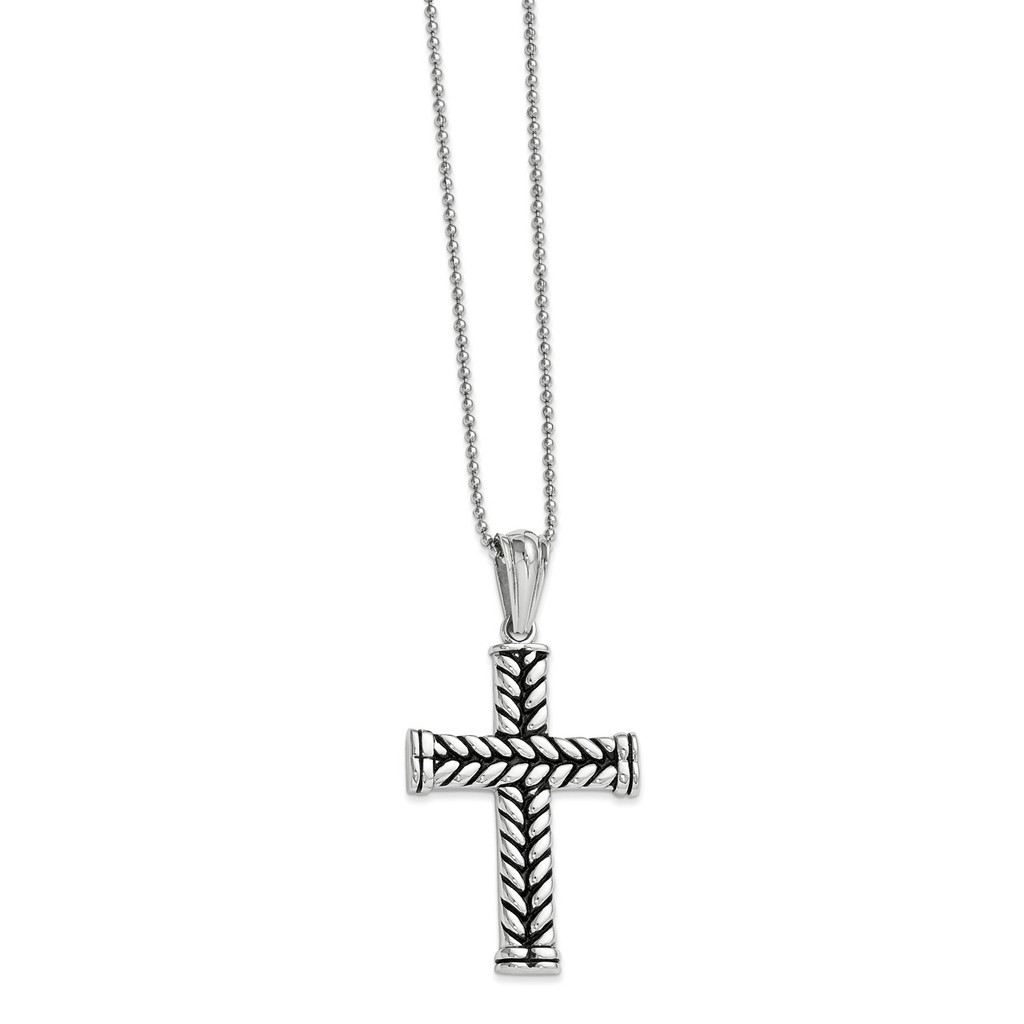 Black Plated Cross Pendant 22 inch Necklace Stainless Steel, MPN: SRN461, UPC: 886774040363 by Chisel Jewelry