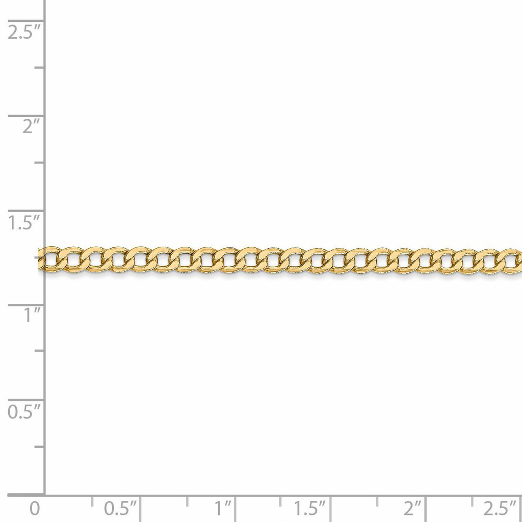 3.35mm Semi-Solid Curb Link Chain 16 Inch 14k Gold HB-1324-16