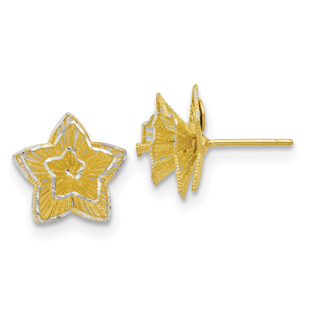 Star Earrings Sterling Silver Gold-tone by Leslie's Jewelry MPN: QLE1176