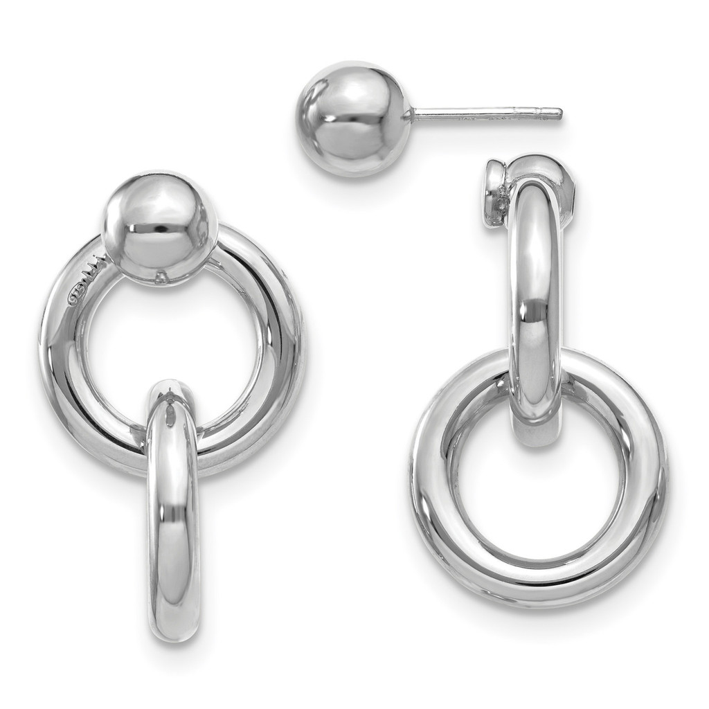 Ball Front & Back Dangle Back Post Earrings Sterling Silver Polished by Leslie's Jewelry MPN: QLE1182