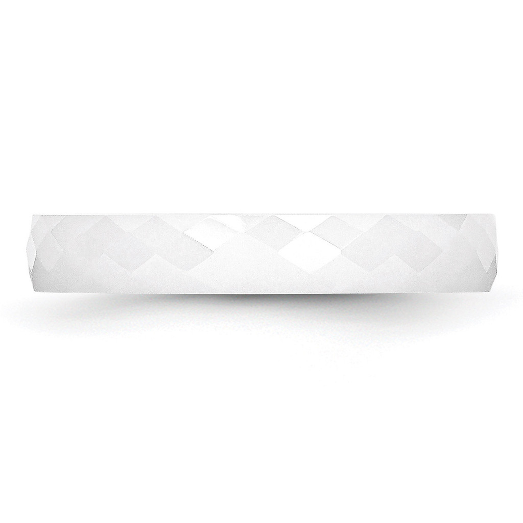White 4mm Faceted Polished Band Ceramic CER45