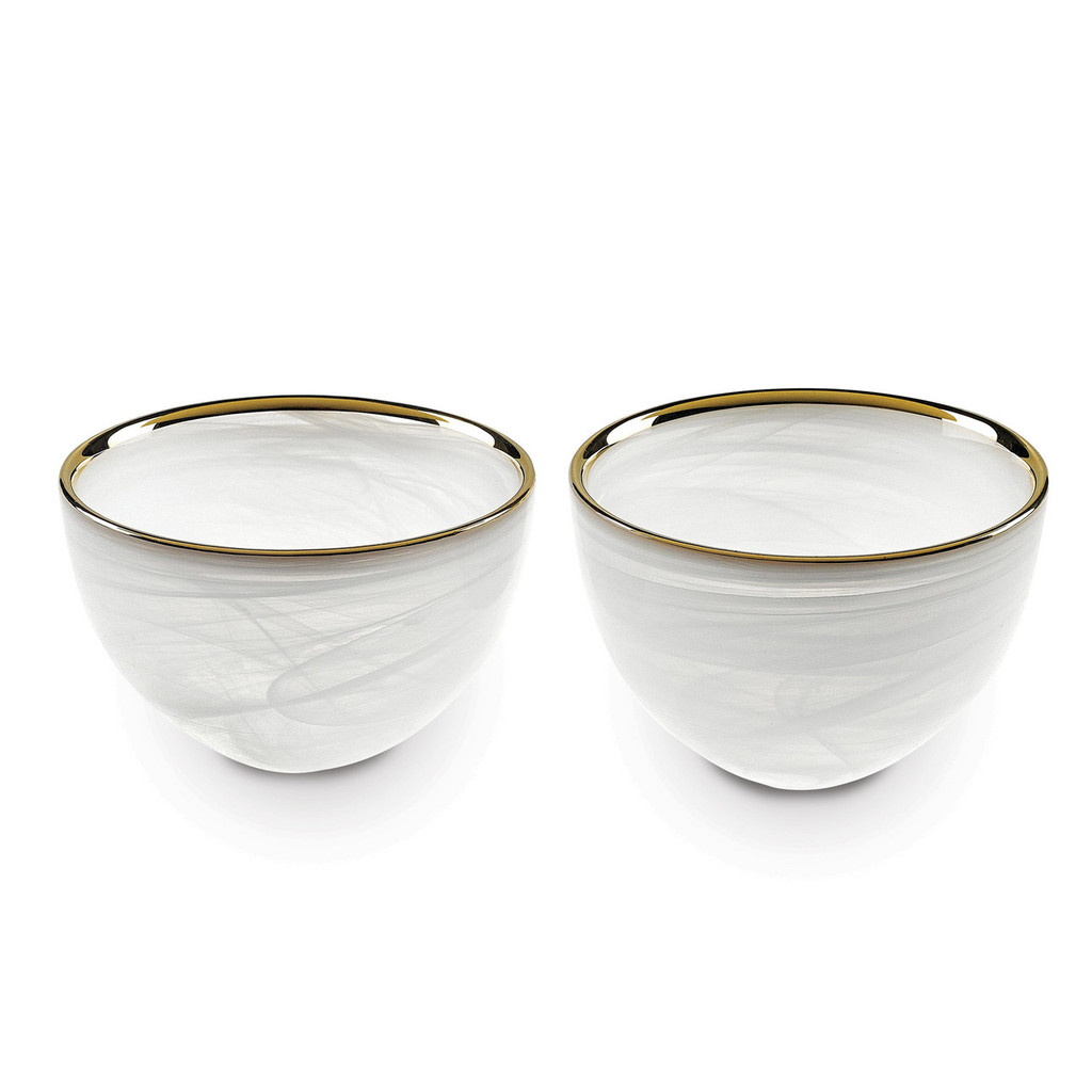 Badash Crystal Set 2 White Gold Alabaster Bowls MPN: GM19715