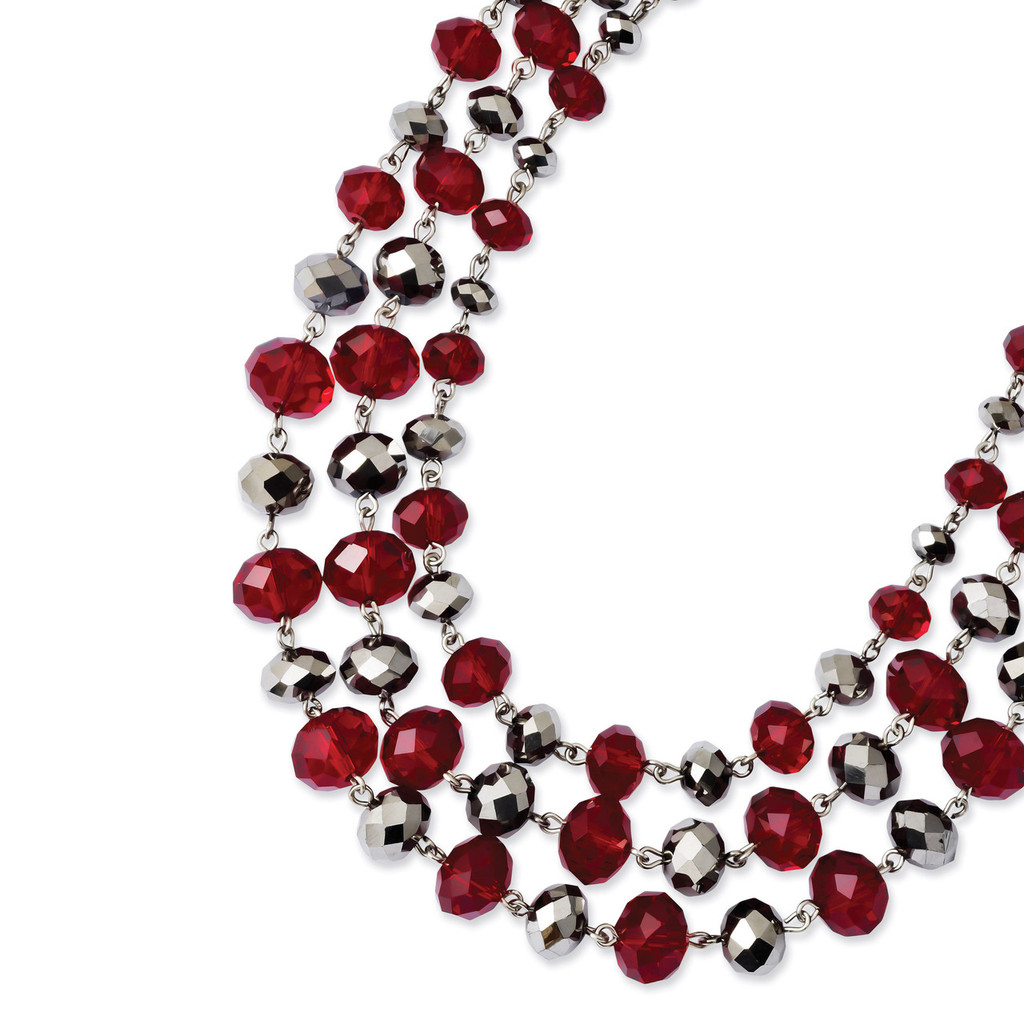 2001 Boutique Jewelry Fashion Red & Grey Epoxy Stones 16 Inch with 3 inch Extension Necklace Silver-tone BF1762