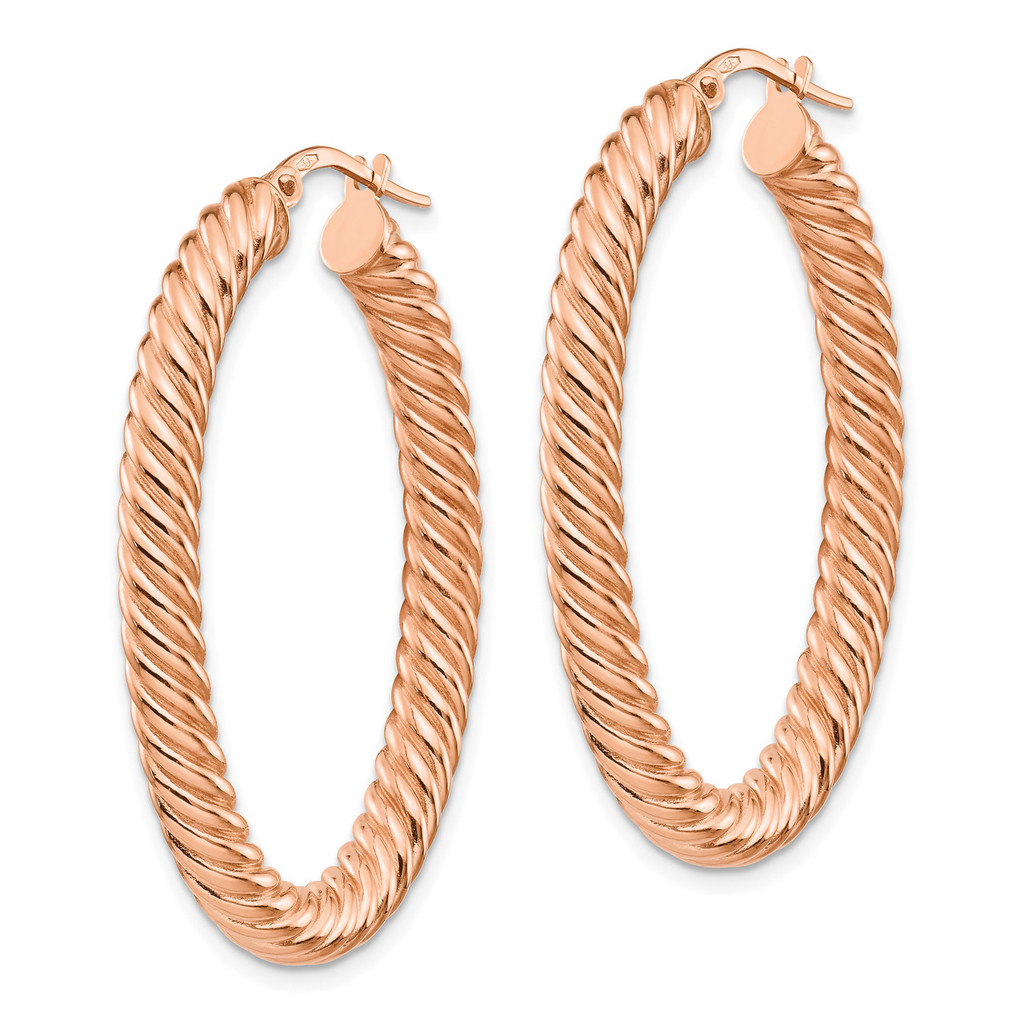 Polished Twisted Oval Hoop Earrings 14k Rose Gold HB-LE1812R