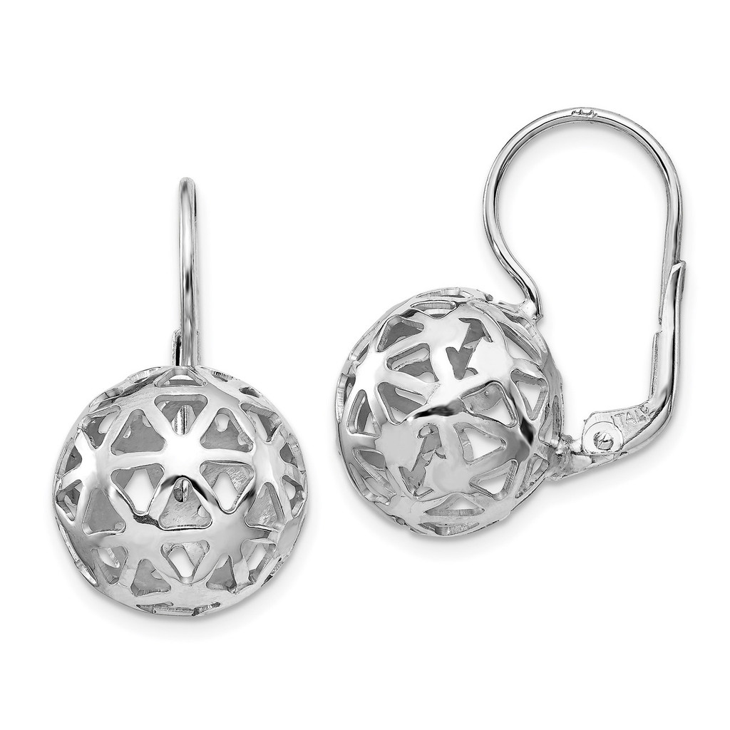 Leslie's Ball Leverback Earrings Sterling Silver Rhodium Plated MPN: QLE1270