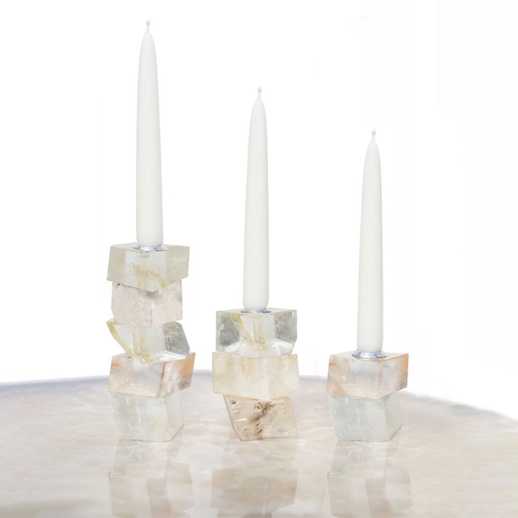 Anna by Rablabs Claro Candlestick Three Cube Clear Gold , MPN: CL-012-G UPC: 810345024599