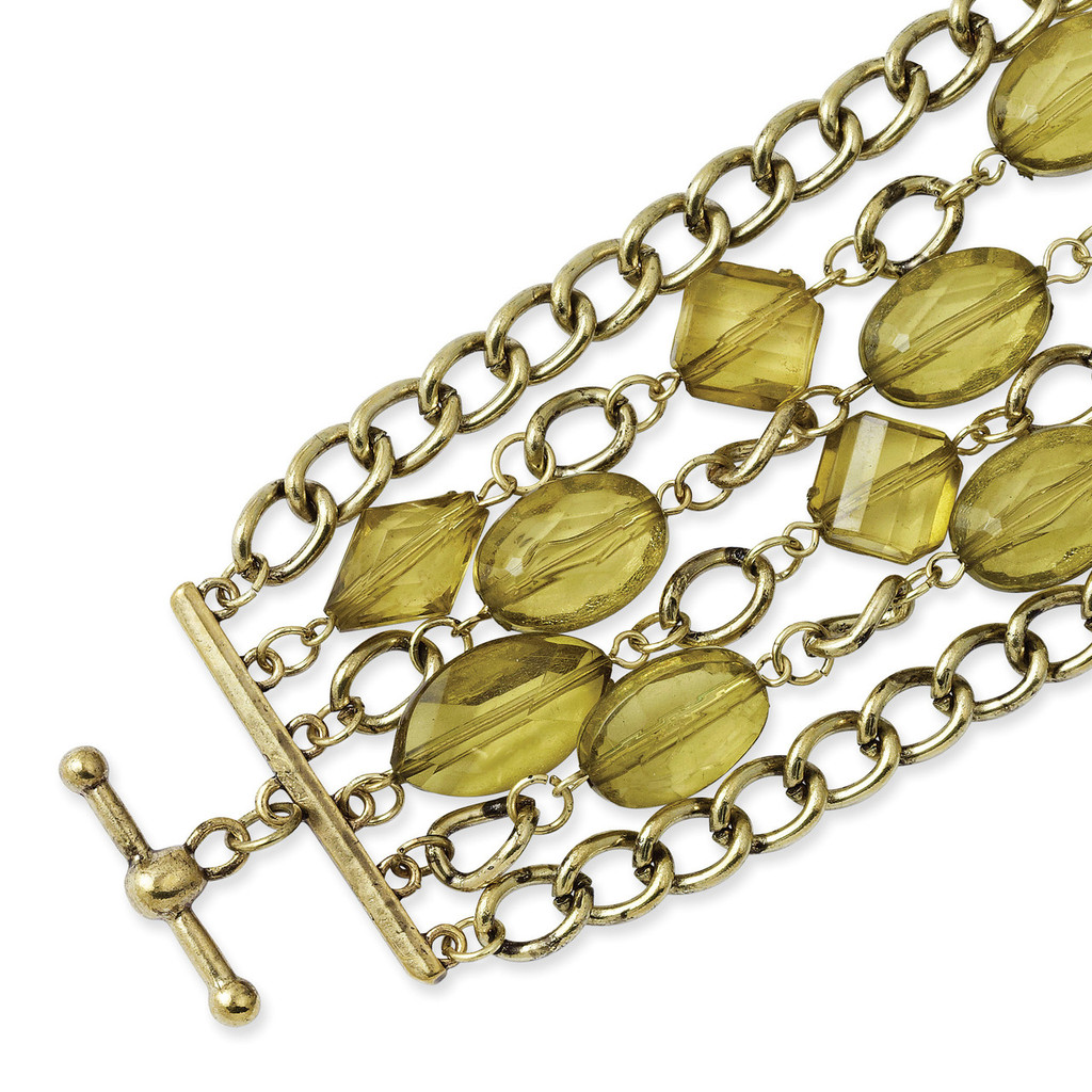Green Acrylic Beads 8 Inch Toggle Bracelet Brass-tone, MPN: BF1201, UPC: 119966333562