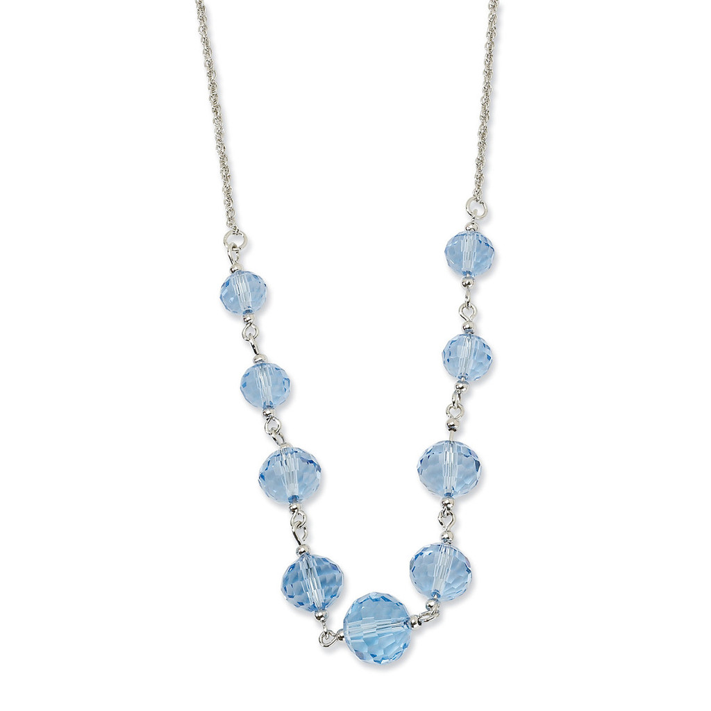 Blue Glass Beads 16 with Extender Necklace Silver-tone, MPN: BF663, UPC: 11996464080