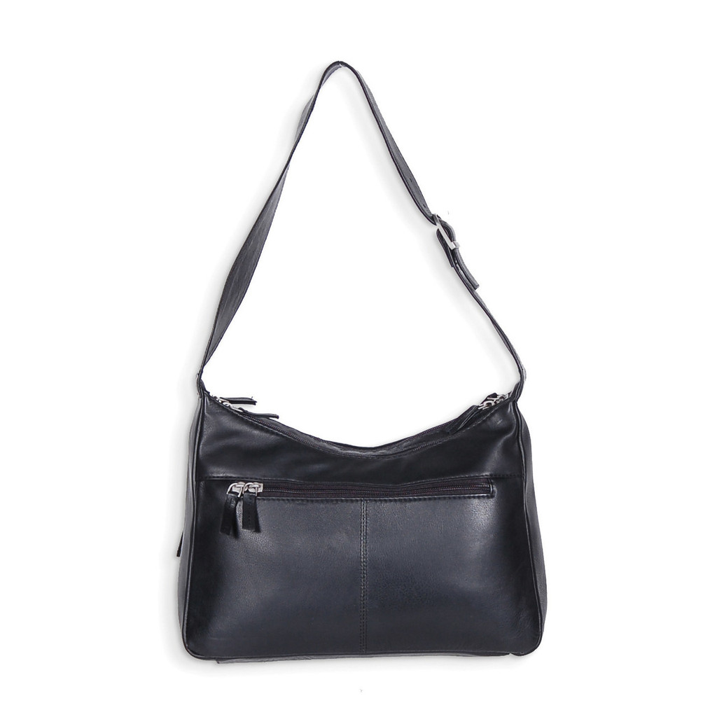 Black Dbl Zipper Hobo with Front Cell Phone Pocket GM12739