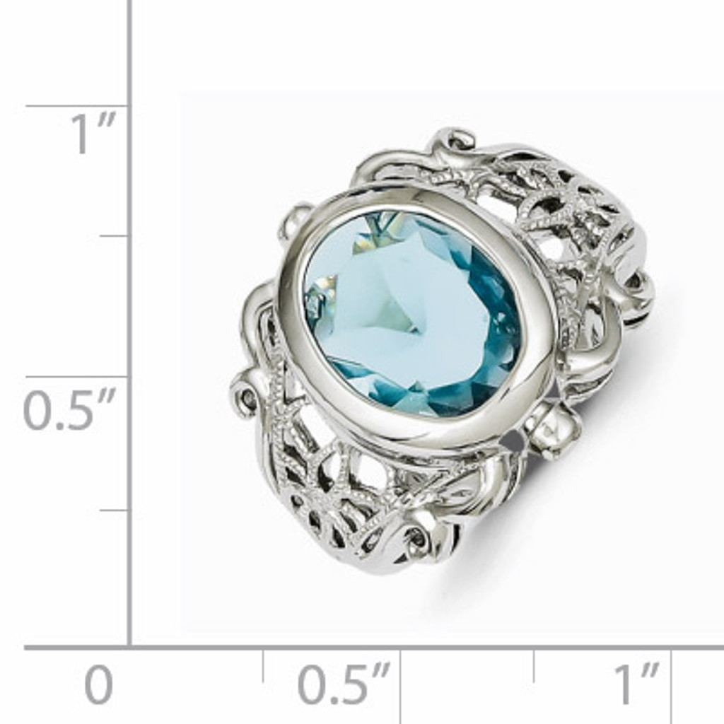 Blue Glass Ring Sterling Silver QR2246-7