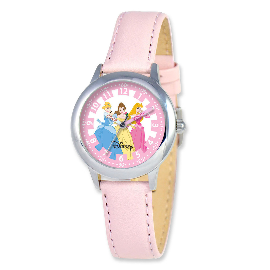 Disney Princess Kids Pink Leather Band Time Teacher Watch, MPN: XWA3699, UPC: 843231059801
