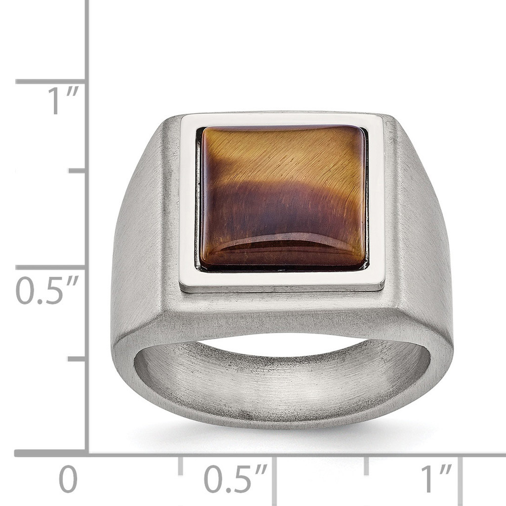 Tiger's Eye Signet Ring Stainless Steel Brushed and Polished SR626
