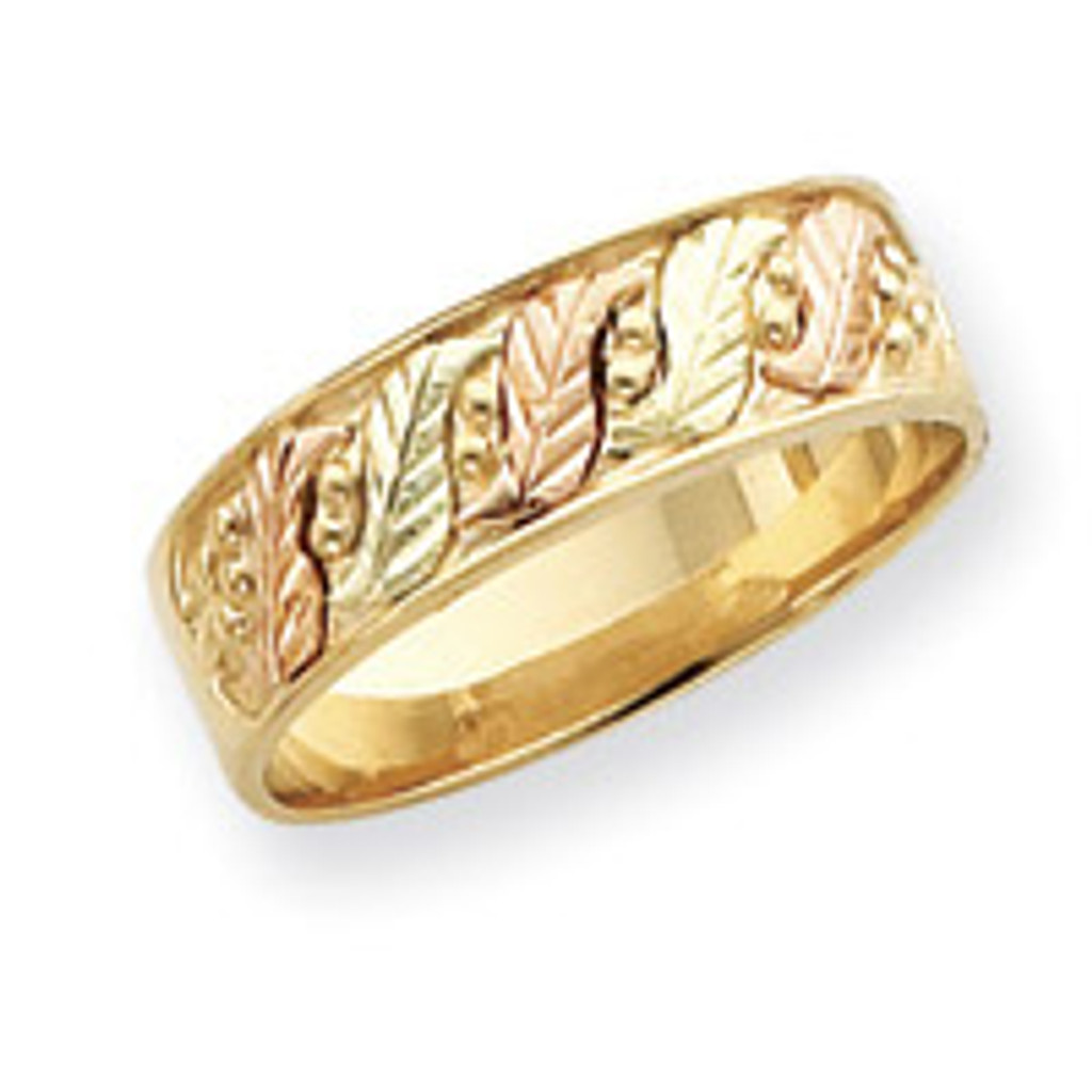 Black Hills Gold Wedding Band 10k Tri-color Gold MPN: 10BH510 UPC: