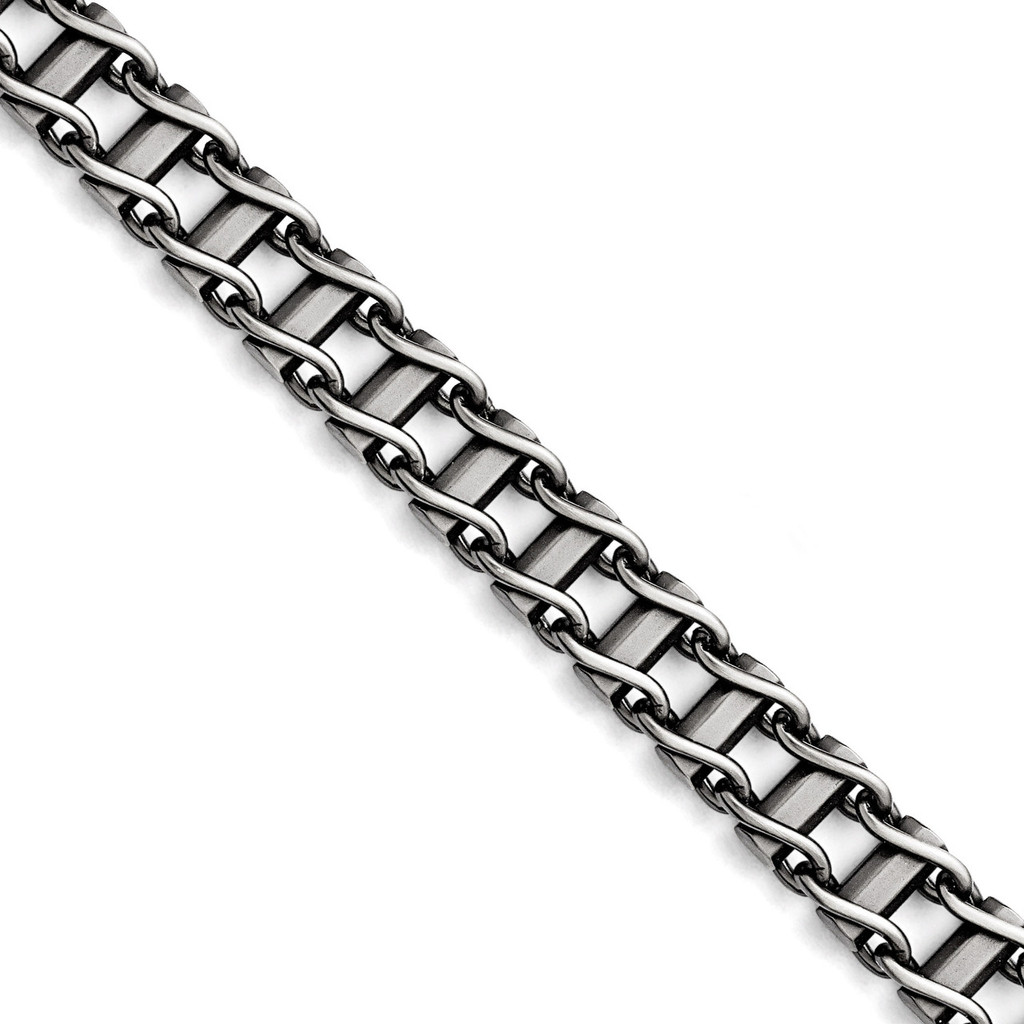 Chisel Brushed and Antiqued Link Bracelet - Stainless Steel SRB1441