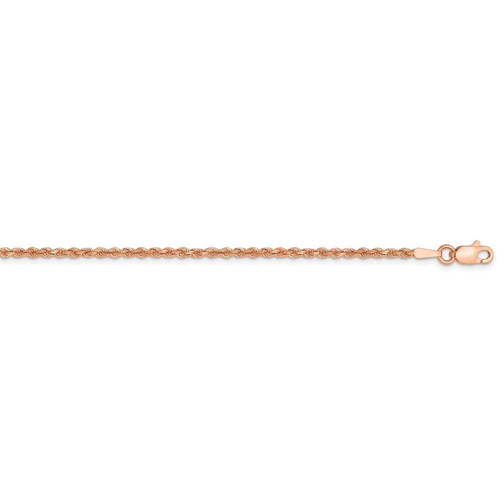 14k Rose Gold 1.75mm Diamond-cut Rope with Lobster Clasp Chain 18 Inch, MPN: 014R-18