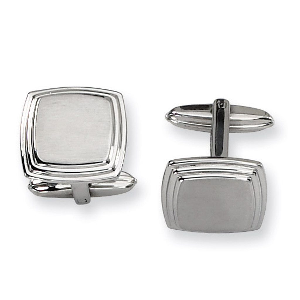 Chisel Brushed and Polished Cufflinks - Stainless Steel SRC155