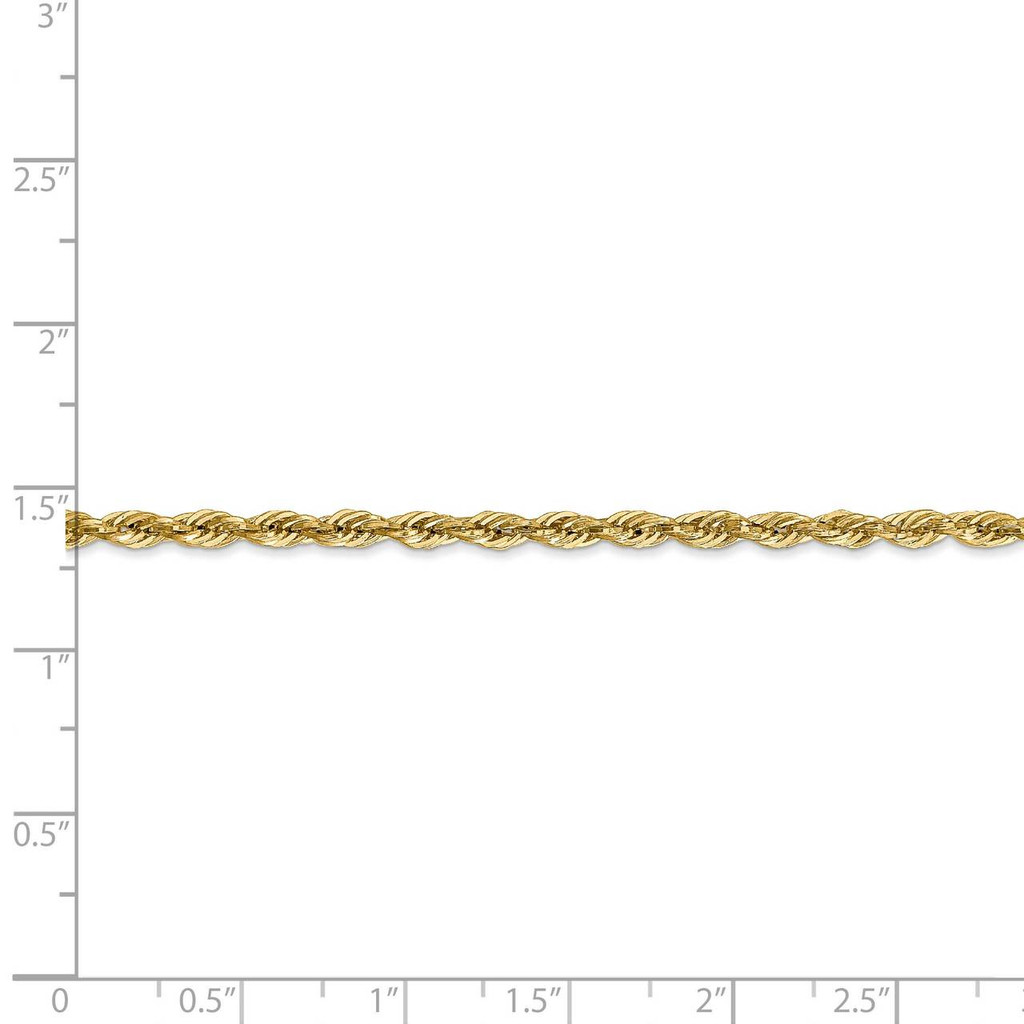 22 Inch 2.8mm Semi-Solid Rope Chain 10k Yellow Gold 10BC134-22