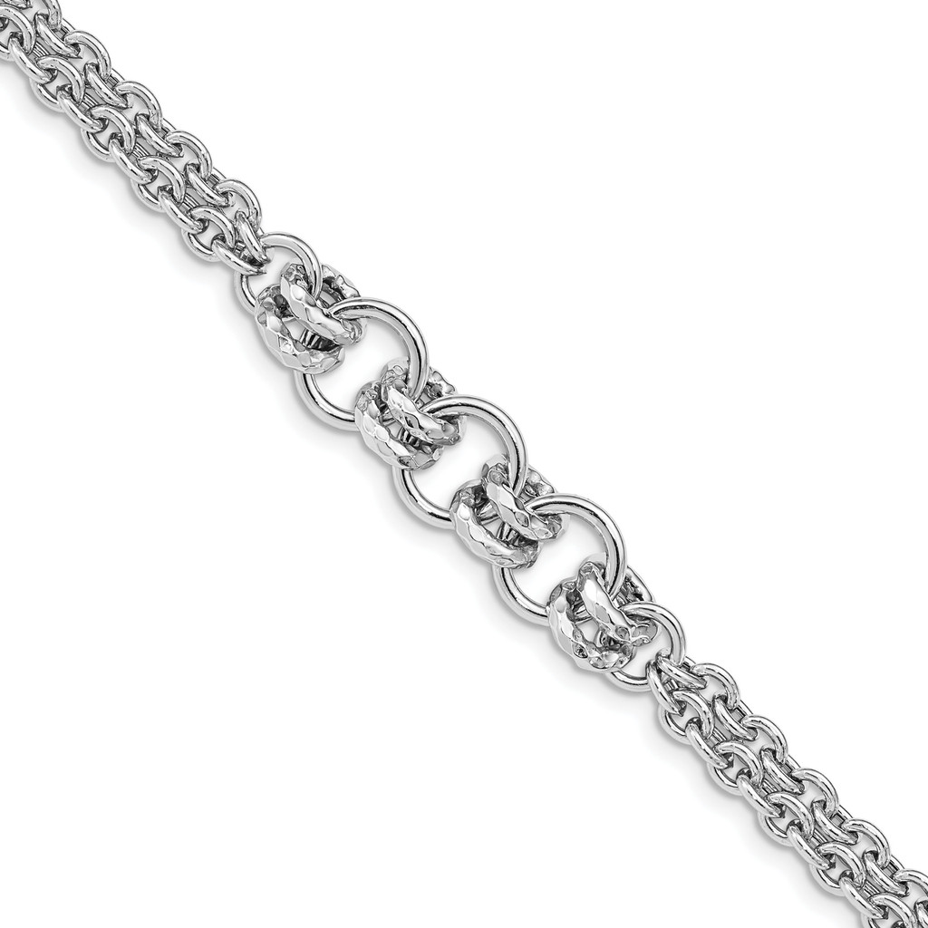 Sterling Silver Rhodium Plated Polished Multi Chain Bracelet 7.25 Inch, MPN: QG5002-7.25
