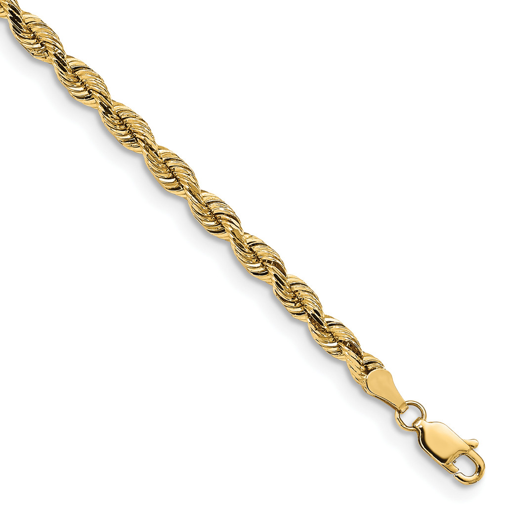 14k Yellow Gold 3.75mm Diamond-cut Silky Rope Chain 7 Inch, MPN: SKRD030-7
