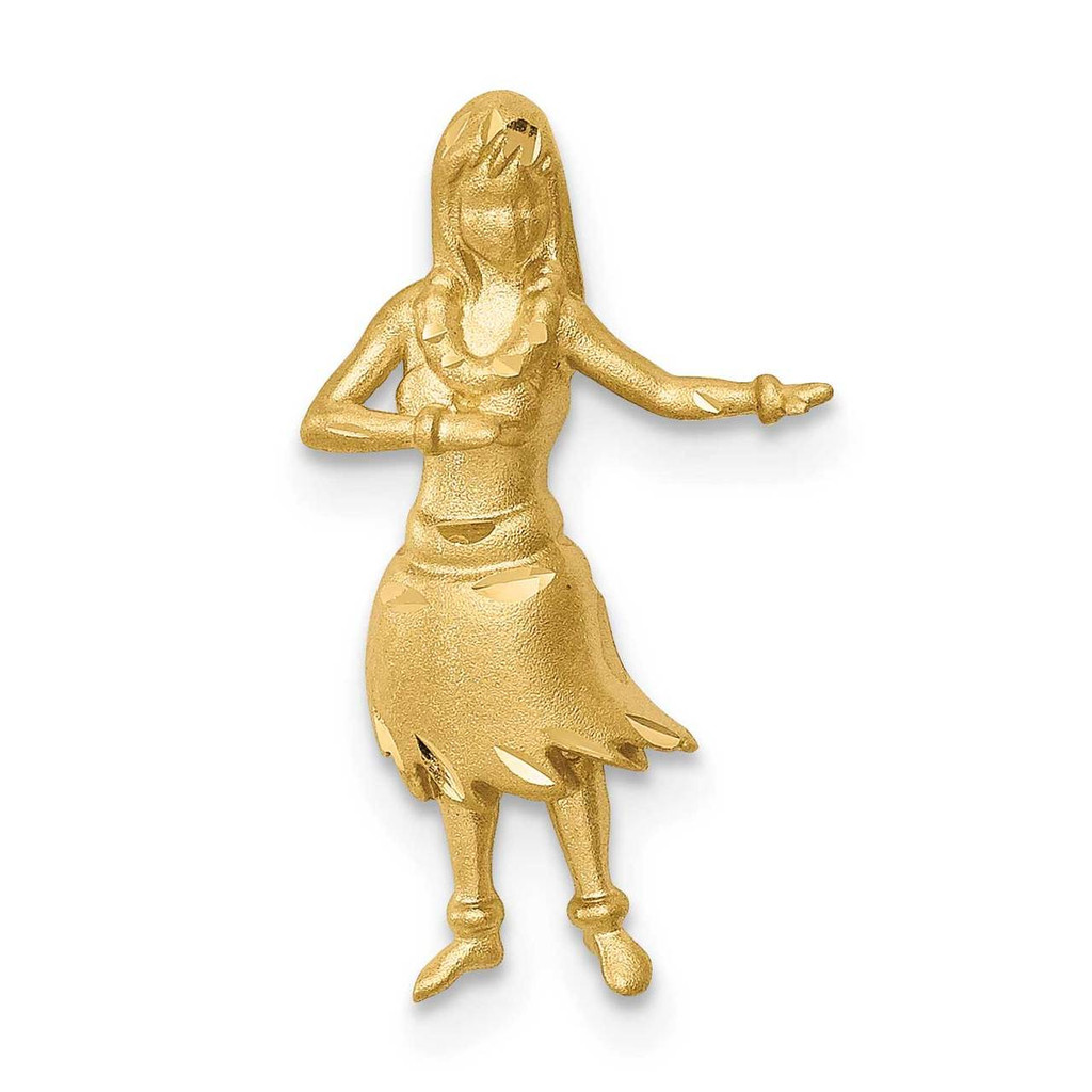14k Gold Brushed & Diamond-cut Hula Dancer Chain Slide, MPN: D4523, UPC: