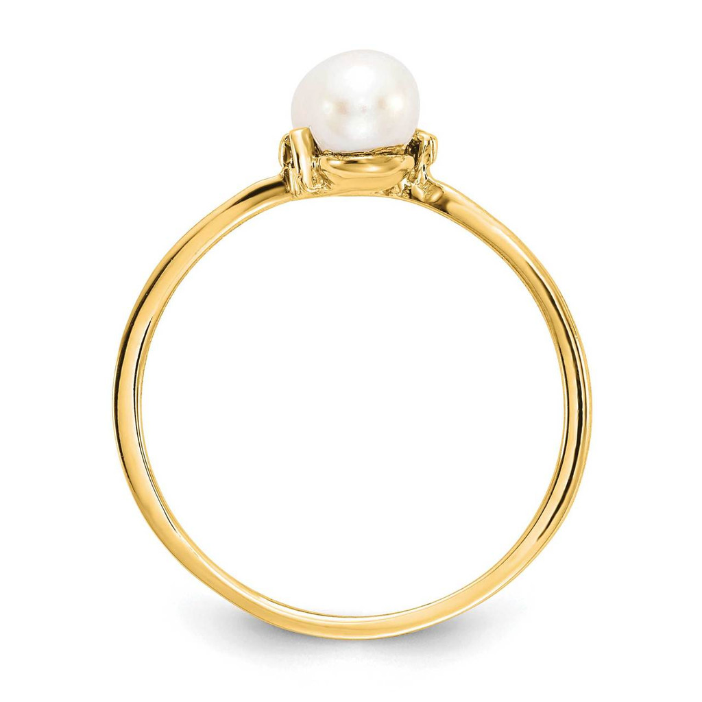 4mm Freshwater Cultured Pearl Diamond Ring 14k Gold X9758PL_AA