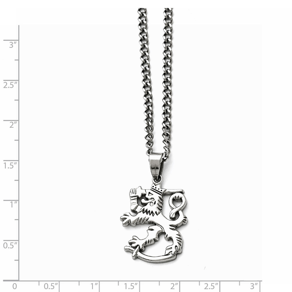Polished Lion with 0.75 Inch Extension Necklace - Stainless Steel SRN1533