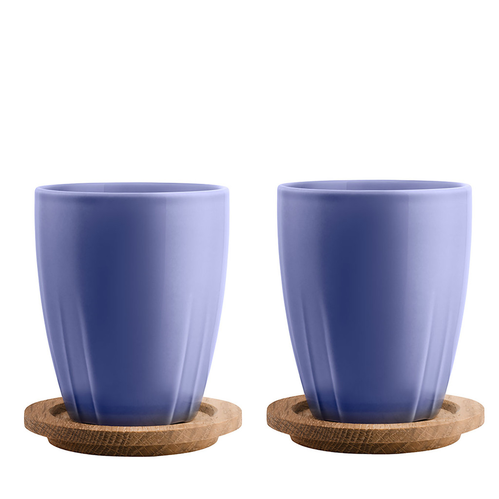 Kosta Boda Bruk Mug With Oak Lid Denim Blue Pair, MPN: 7091718, EAN: 7321646036240