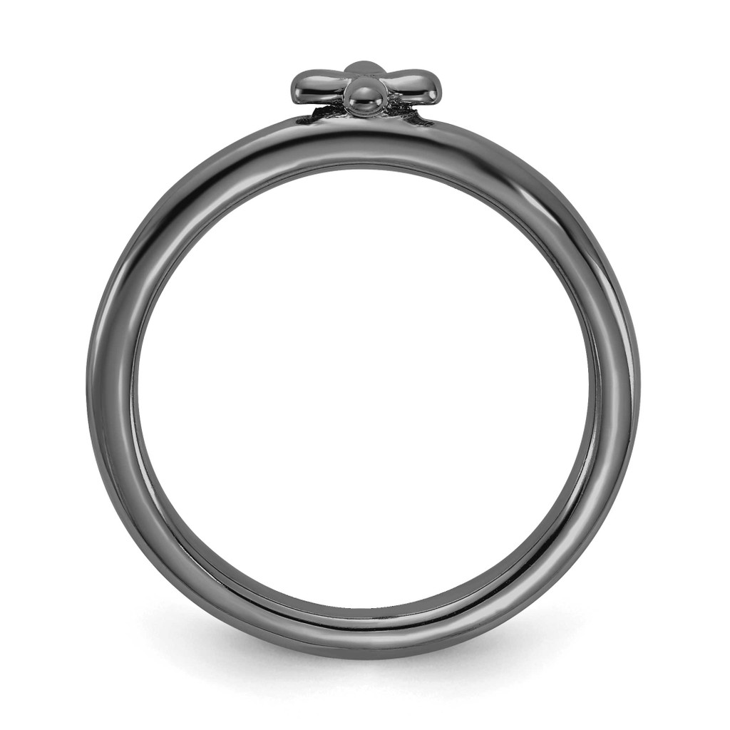 Ruthenium-plated Cross Ring Sterling Silver QSK2048