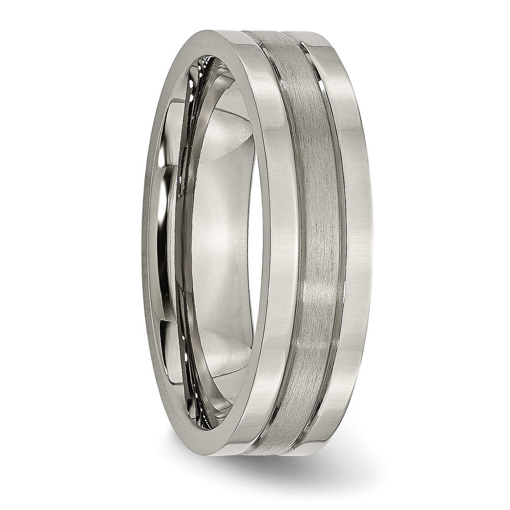 Grooved 6mm Brushed and Polished Band - Titanium TB188