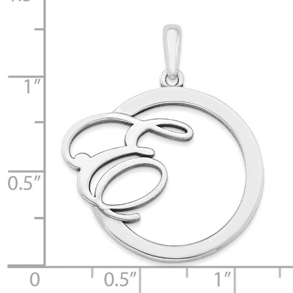 Polished & Satin Initial in Circle Pendant 14k White Gold Casted XNA515W