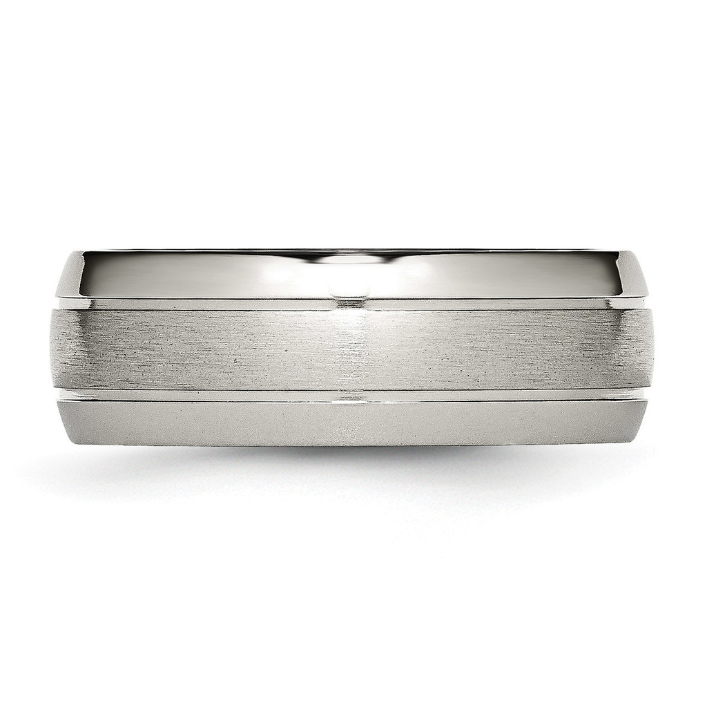 Grooved 8mm Brushed and Polished Band - Titanium TB30_CH