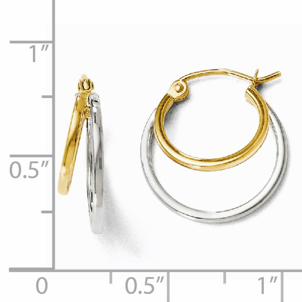Polished Hinged Hoop Earrings - 14k Gold Two-tone HB-52D