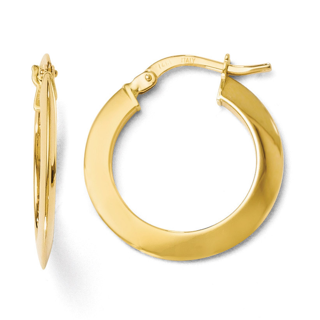 Polished Hoop Earrings - 14k Gold LE534 by Leslie's Jewelry