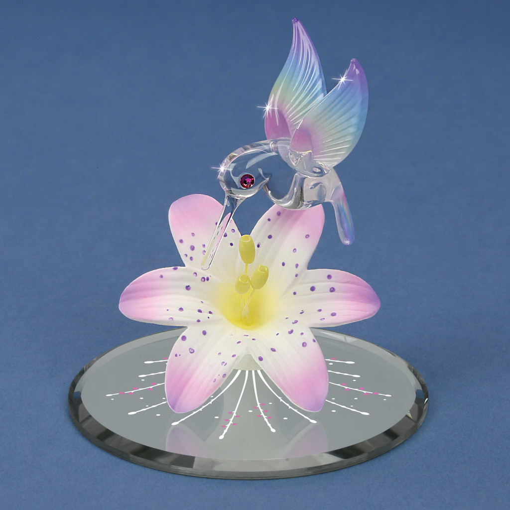 Hummingbird and Lavender Lily with Base Glass Figurine, MPN: GM21701, UPC: 708873042171