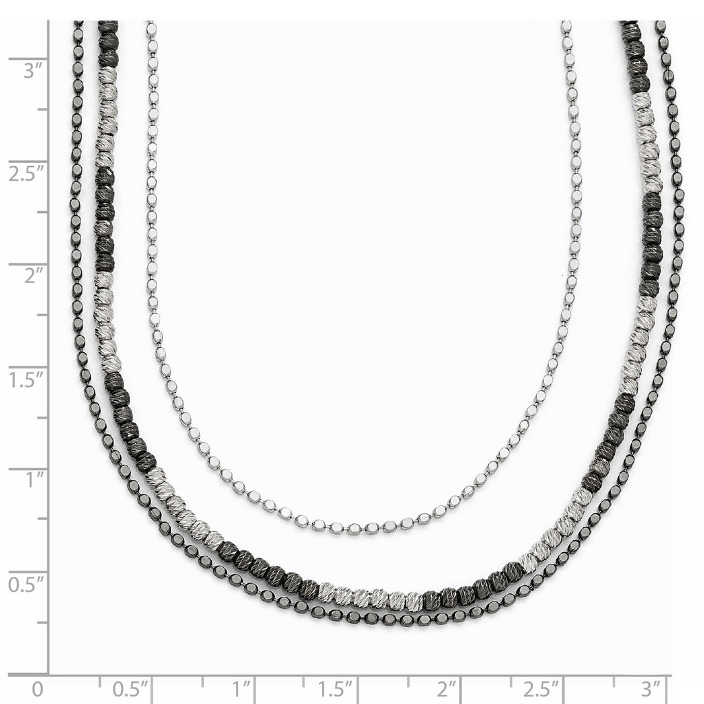 Ruthenium-plated Diamond-cut Necklace with 2 Inch Extension - Sterling Silver HB-QLF406-18