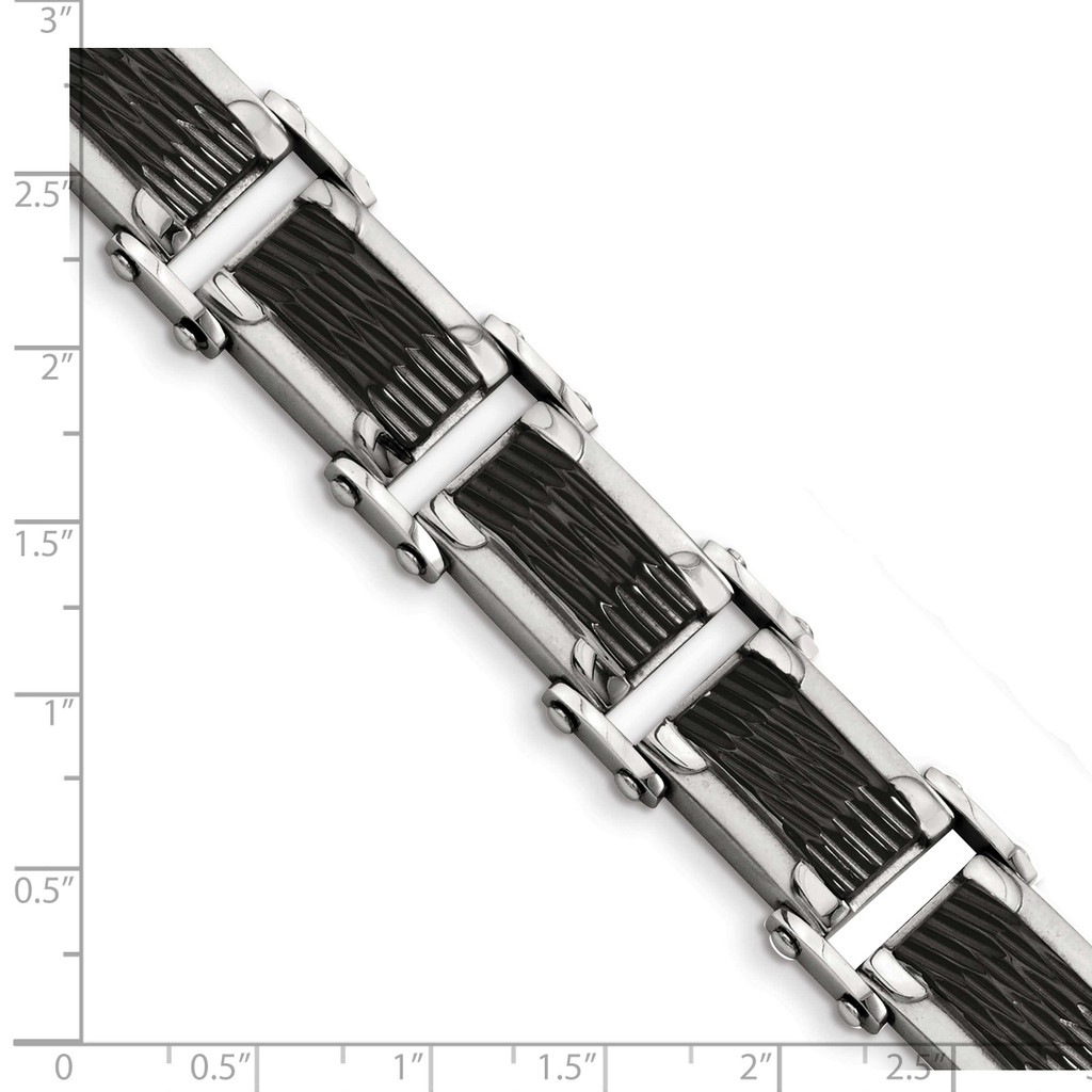 Black-plated & Textured 9 Inch Bracelet Stainless Steel SRB829-9