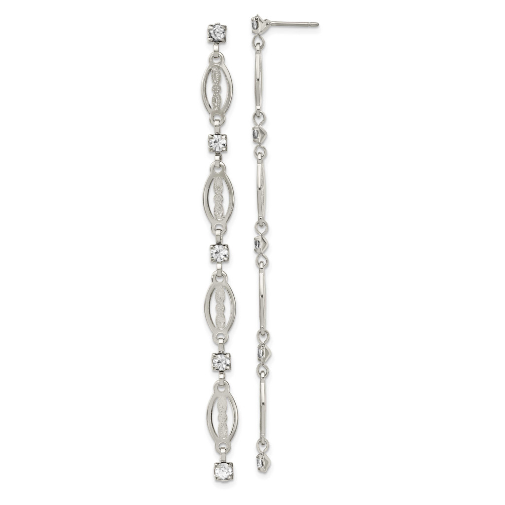 Crystal Post Dangle Earrings Silver-tone, MPN: BF3219, UPC: 11996205621