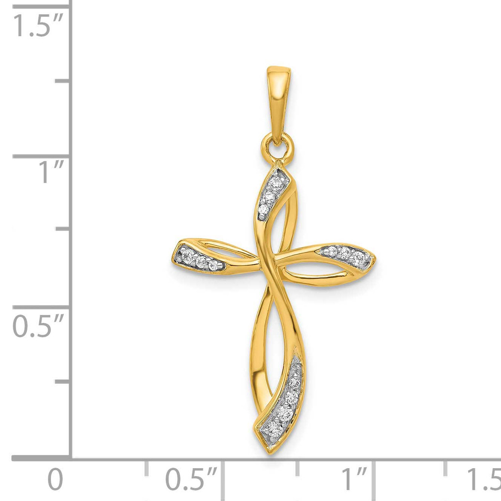 1/10Ct. Diamond Cross Pendant 14k Gold PM5046-010-YA