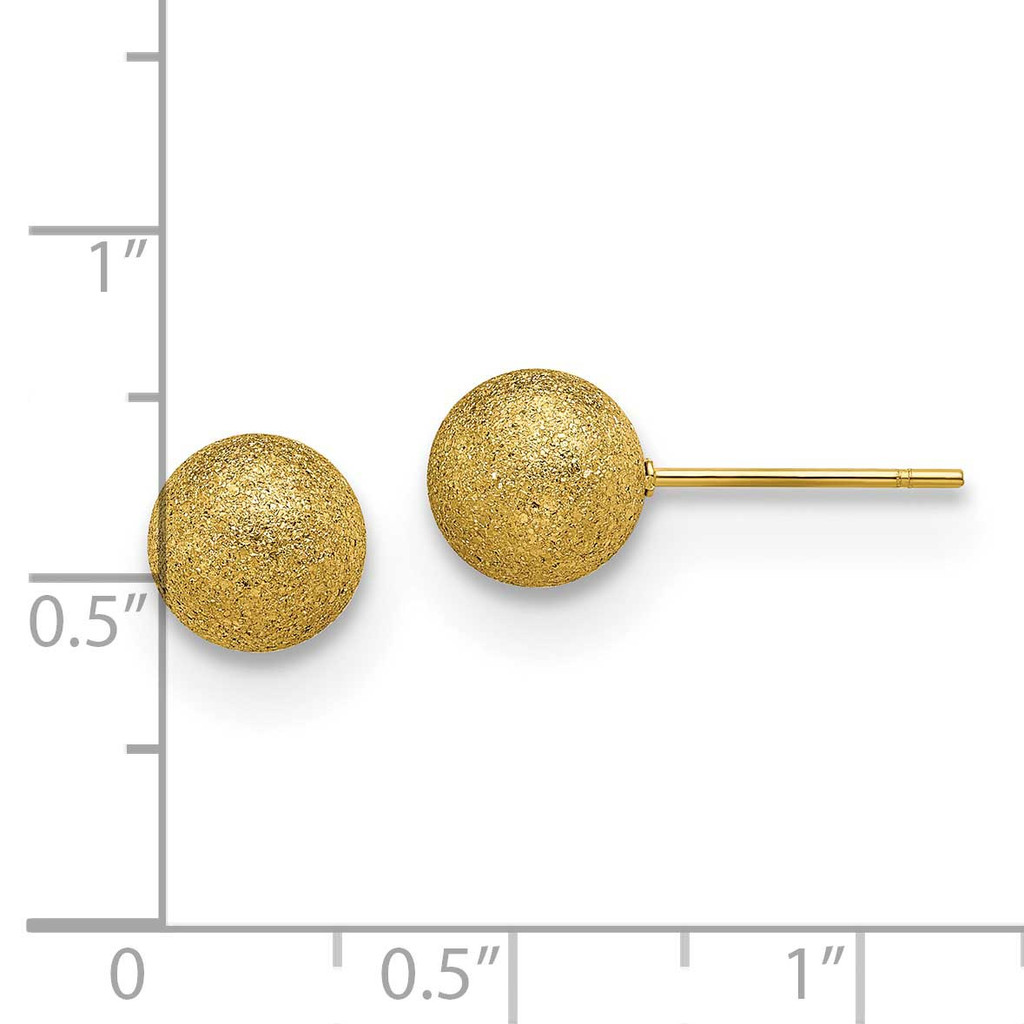 Laser Cut Yellow Ip-Plated 8mm Ball Post Earrings Stainless Steel Polished SRE1435