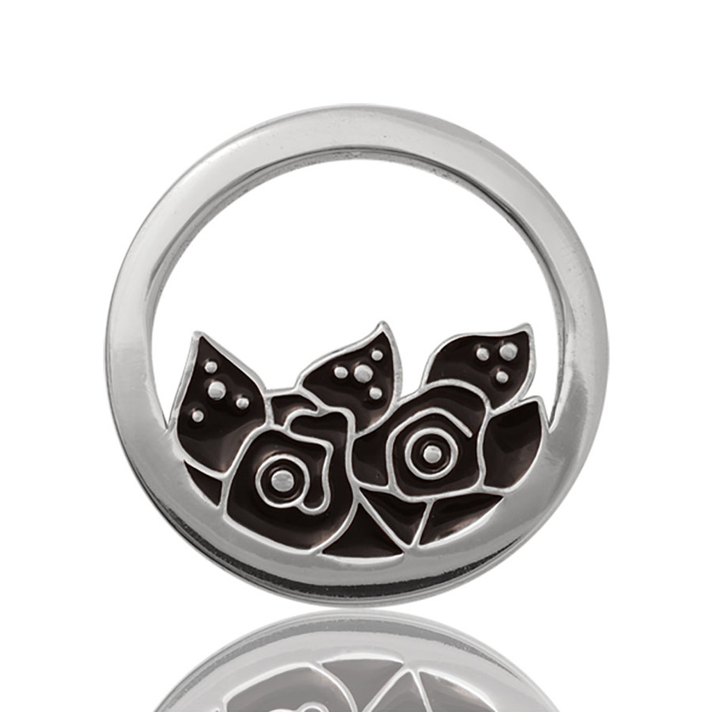 Nikki Lissoni Midnight Roses Silver Plated 23mm Coin, MPN: C1053SS UPC: 8718627461617