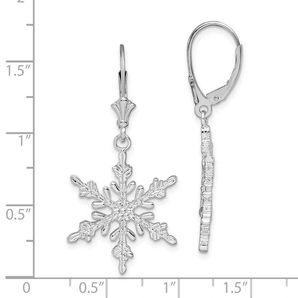 Snowflake Leverback Earrings Sterling Silver Polished QE15588