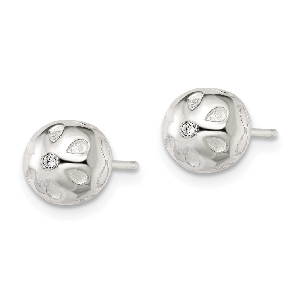Infinity CZ Diamond Ball Post Earrings Sterling Silver Polished QE15994