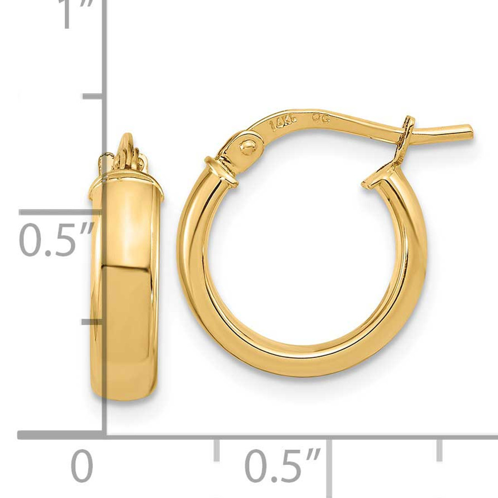 3.7mm Hoop Earrings 14k Gold Polished TF1966